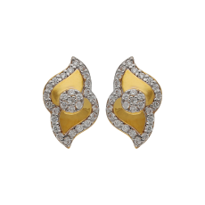 FLORAL LINKED CASTING STUD WHITE STONE 